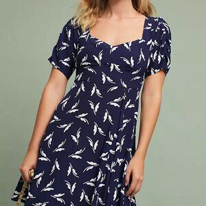 NWOT Anthropologie Maeve Fern Ruched Butterfly Dress